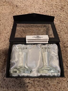 Vintage Oleg Cassini Clear Crystal Candle Holder Set